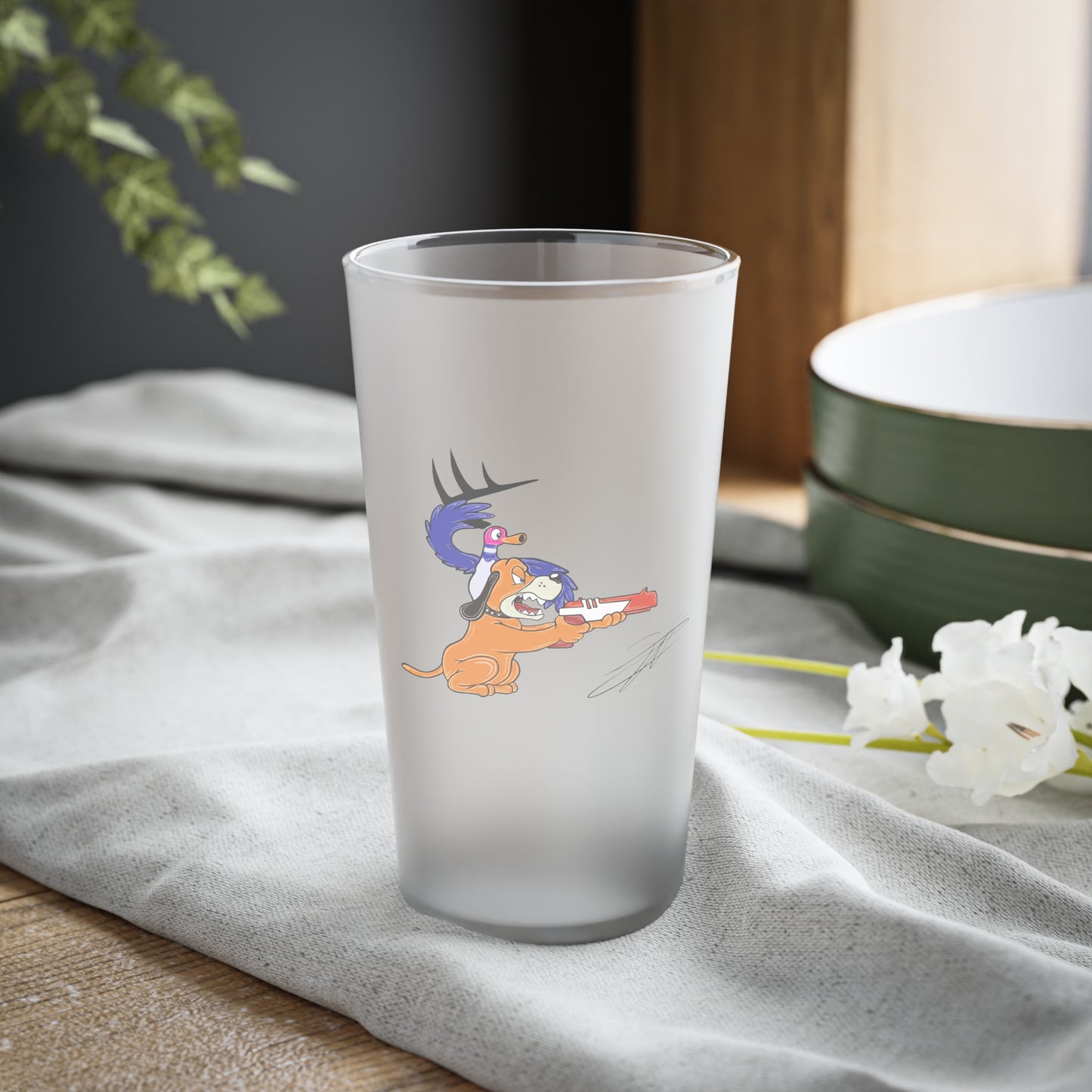 Retro Vision Frosted Pint Glass, 16oz
