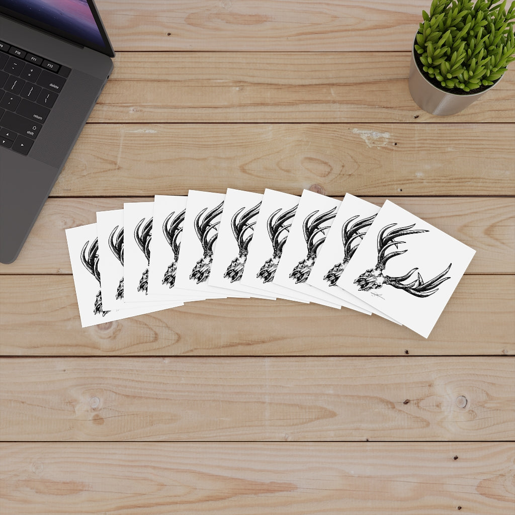 Bone Head Laminate Stickers, Square