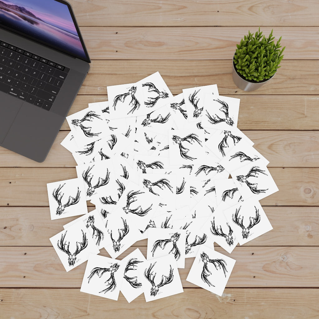 Bone Head Laminate Stickers, Square