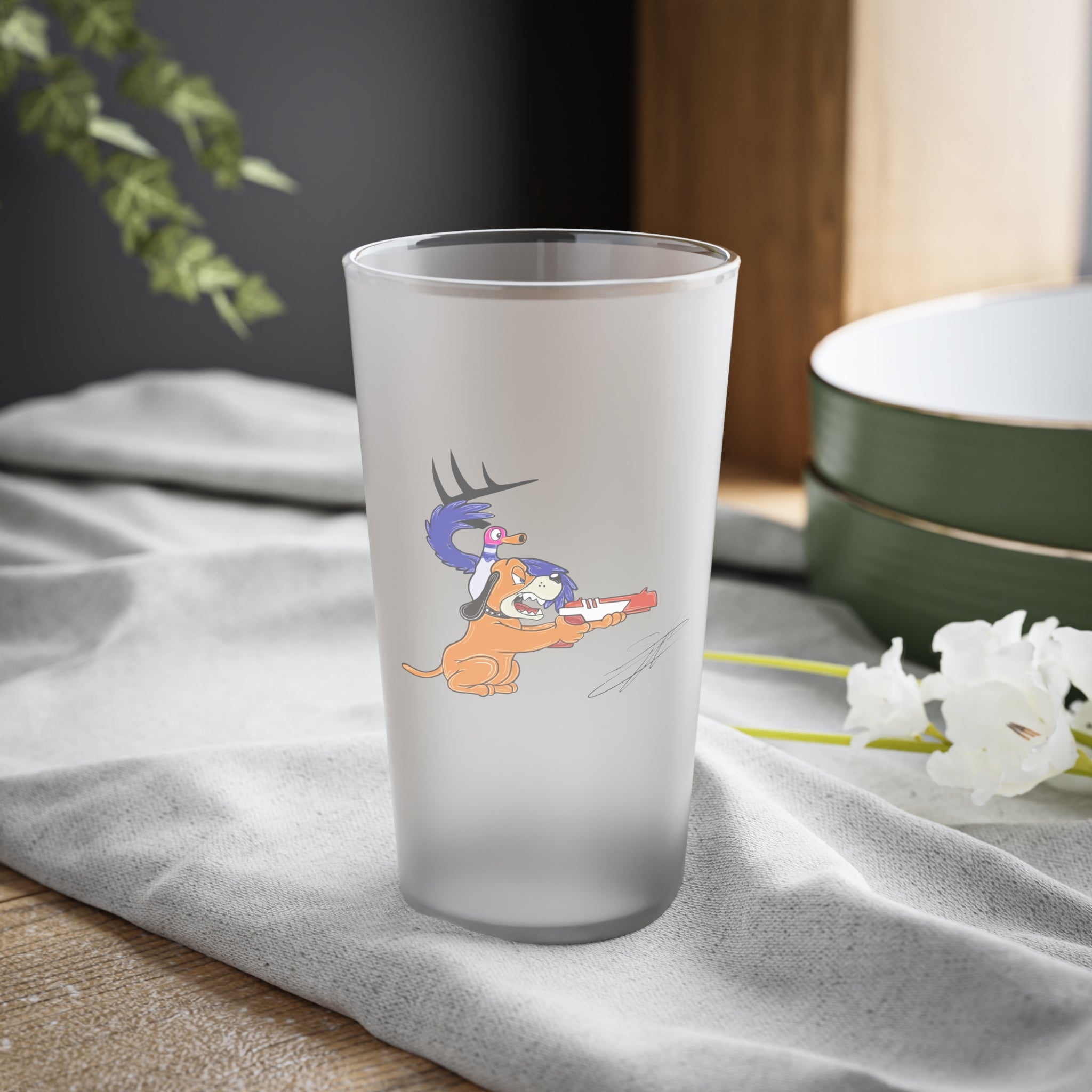 Retro Vision Frosted Pint Glass, 16oz